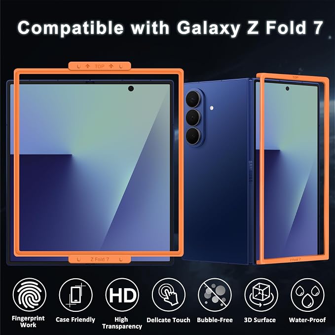 9 Pack for Samsung Galaxy Z Fold 7 Screen Protector, 3 Pac Inside Soft Film + 3