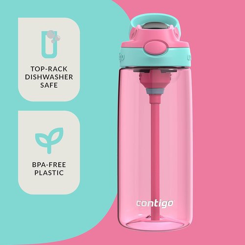 Contigo Aubrey Kids Water Bottle - 20oz Spill-Proof, Dishwasher Safe, BPA Free | Azalea/Jade & Blue Raspberry (Pack of 8)
