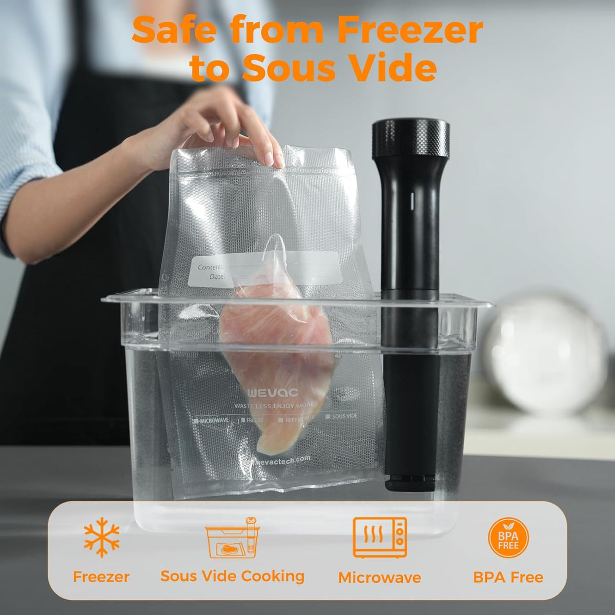 Wevac Vacuum Sealer Bags - Heavy Duty BPA-Free Rolls for Food Saver | 8x50 & 11x50 Sizes, 2-Pack