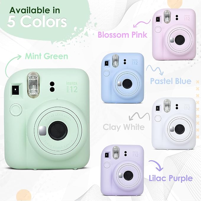 Fujifilm Instax Mini 12 Instant Camera Clay White and Fuji Film Value Pack