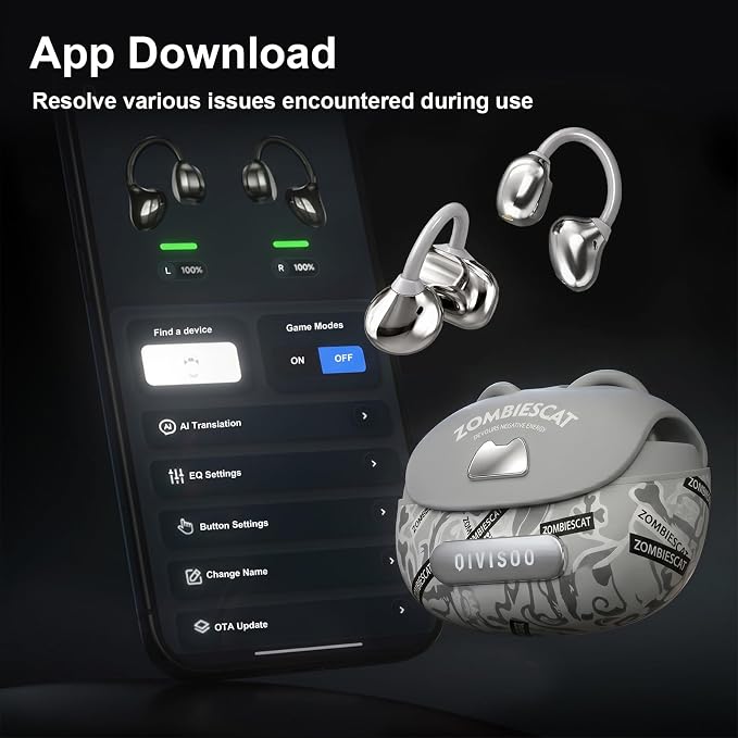 Third-generation Open Headphones, Clip-on Earplugs, True Wireless TWS Bluetooth 6.0 Earclip Earphone with Microphone, Stable to Wear Suitable for Glasses Wearers and Outdoor Sports and Running, White