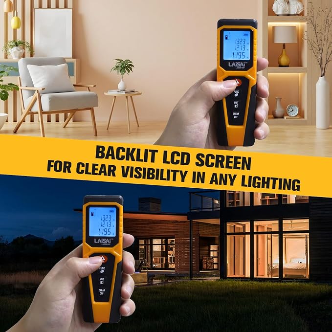 Laser Measure, Laser Distance Measuring Tool, M/in/Ft Unit Switching Backlit
