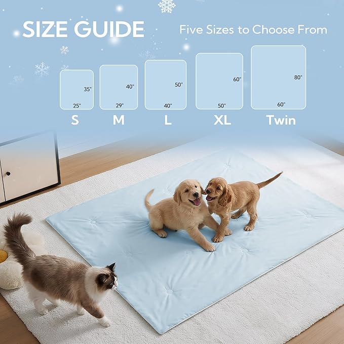 Soulbond Cooling Blanket for Extra Large Dogs - Q-MAX>0.45, Washable Cool Pet Cats Throw Blanket for Hot Weather, Self-Cooling Soft Dog Mat for Bed Crates Couch Sofa Cars(50"x60", Light Blue)