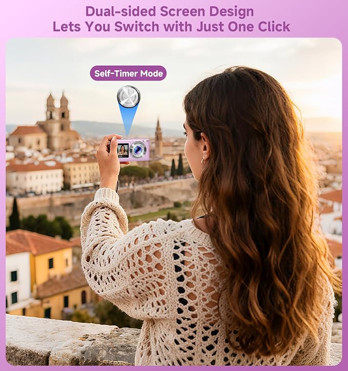 Compact Camera, 56MP Dual-Screen Digital Camera