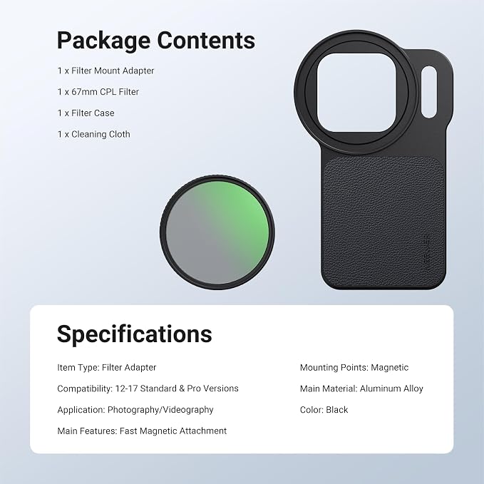 NEEWER 6.3" Magnetic Phone Lens Filter Mount Adapter Backplate Accessories &