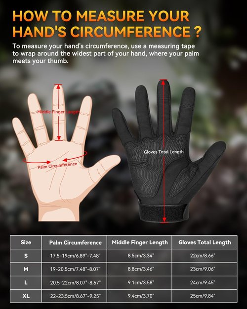 KUMGIM Tactical Motorcycle Gloves - Black Touchscreen with Hard Shell for Outdoor Sports & Work