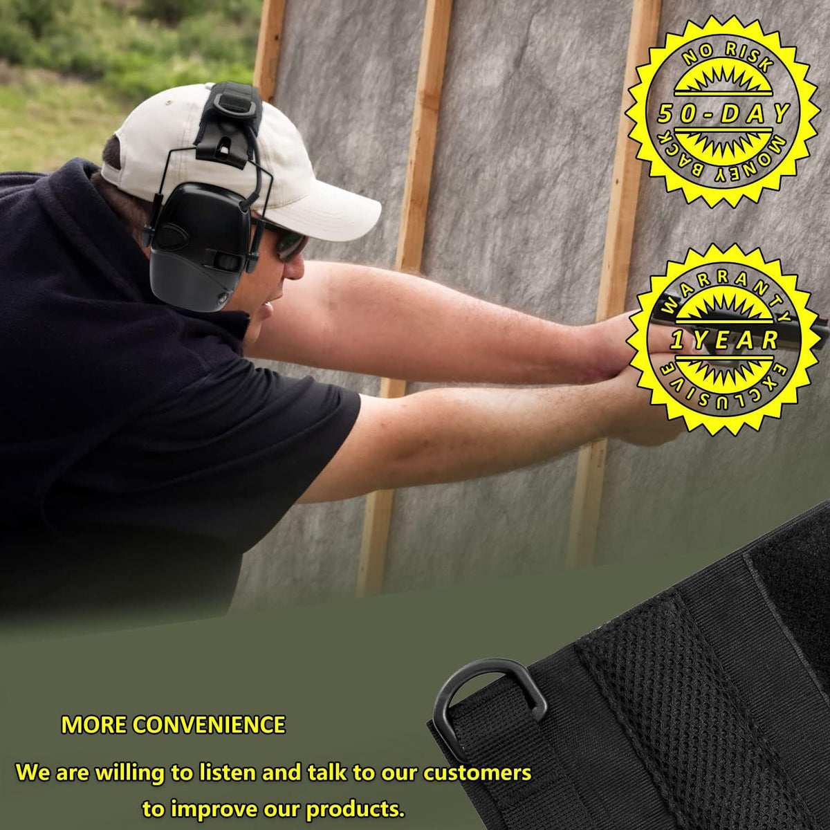 PROHEAR HC01 Tactical Earmuff Cover - Advanced Modular Design for 3M WorkTunes & Howard Leight - Black