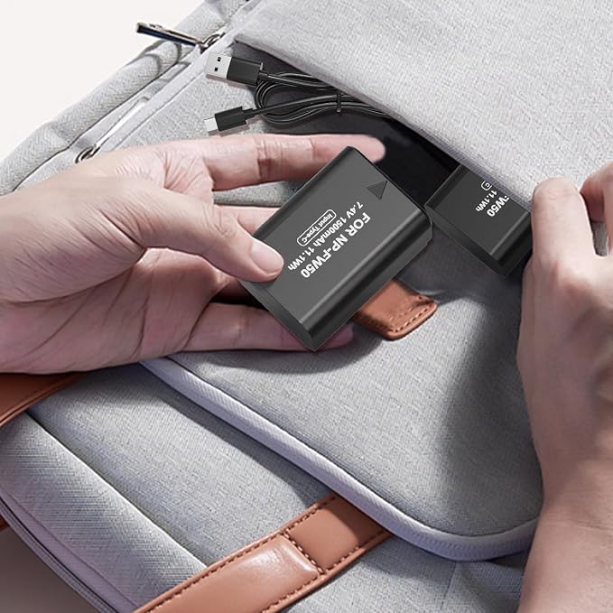 LP NP-FW50 Replacement Batteries, USB-C Charging, 1500mAh