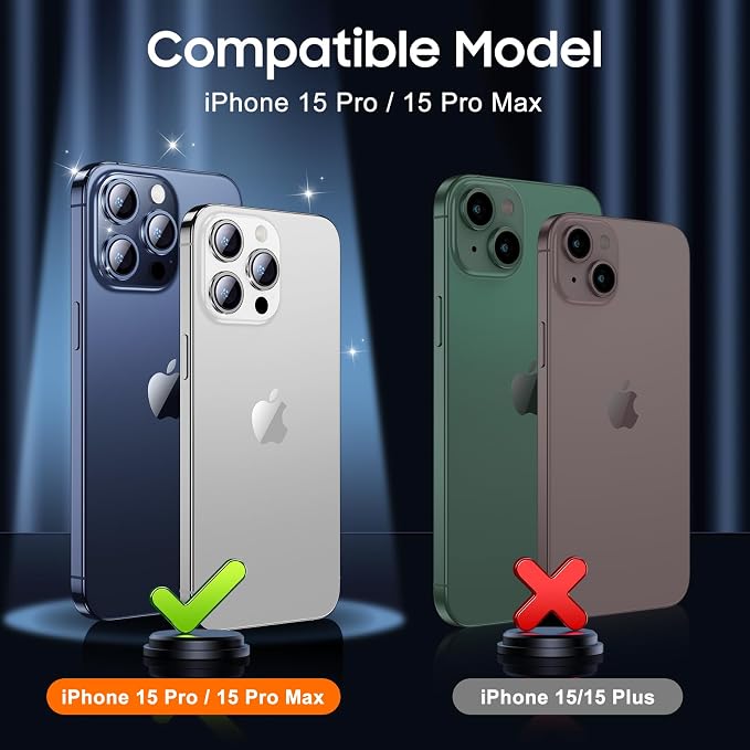 UniqueMe Compatible for 3 Pack iPhone 15 Pro/iPhone 15 Pro Max Camera Lens