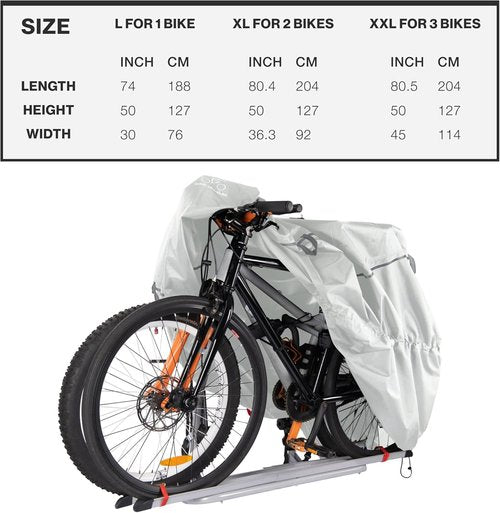 300D Bike Cover - Durable Grey Protection for Up to 3 Bikes | XXL Size