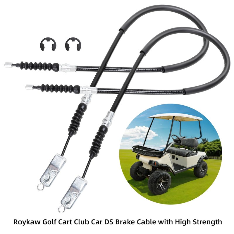 Roykaw Golf Cart Brake Cable Kit Compatible with Club Car DS 2000-up Gas & Electric, Brake Cable for Drive & Passenger Side, w/Mounting Component, OEM# 102022101, 1019907