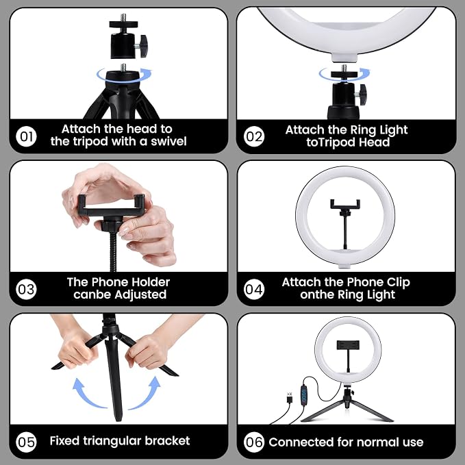 Selfie Ring Light 12" with Tripod Stand and Phone Holder, LED Ring Light