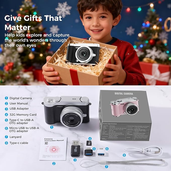 Upgrade Kids Selfie Camera, HD Digital Video Cameras