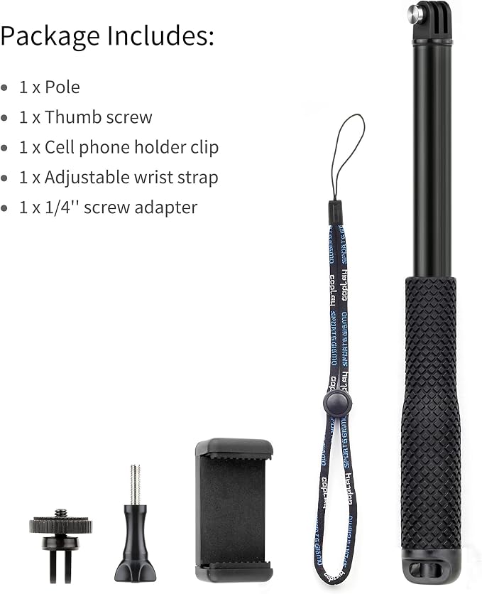 SOONSUN 45'' Waterproof Selfie Stick Extendable Monopod Hand Grip Aluminum