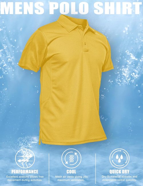 MAGCOMSEN Men's Polo Shirt - Quick Dry Tactical Short Sleeve Jersey for Golf | Comfortable Fit