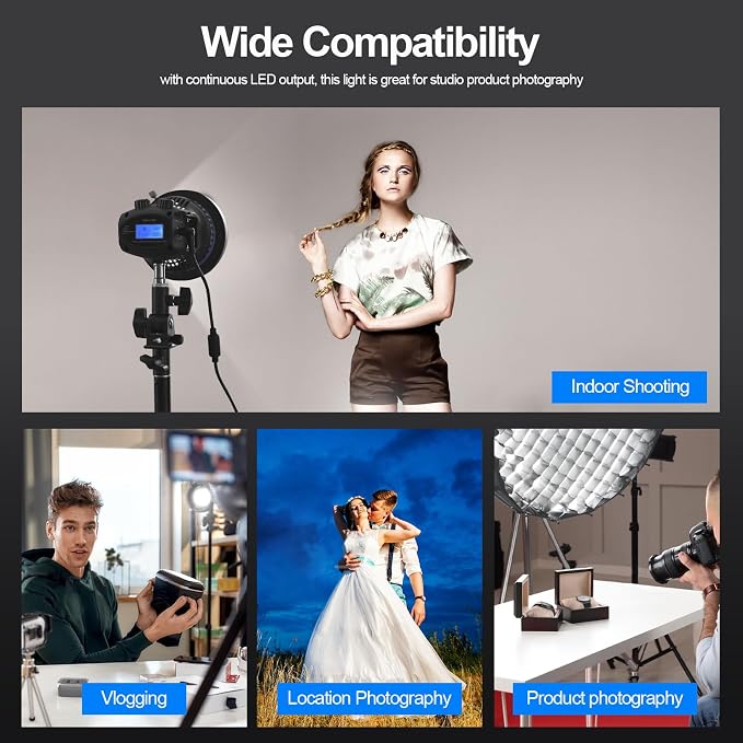 Wellmaking 80W Portable LED Light Continuous Light COB Spotlight Video Light