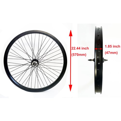 DONSP1986 26 inch x 1.85" Heavy Duty Bicycle Rear Wheel Rim 12 Gauge, Double Wall Aluminum Alloy 48 Spokes Wheel, 26" Bike Rear Rim 135mm (Black) Disc Brake
