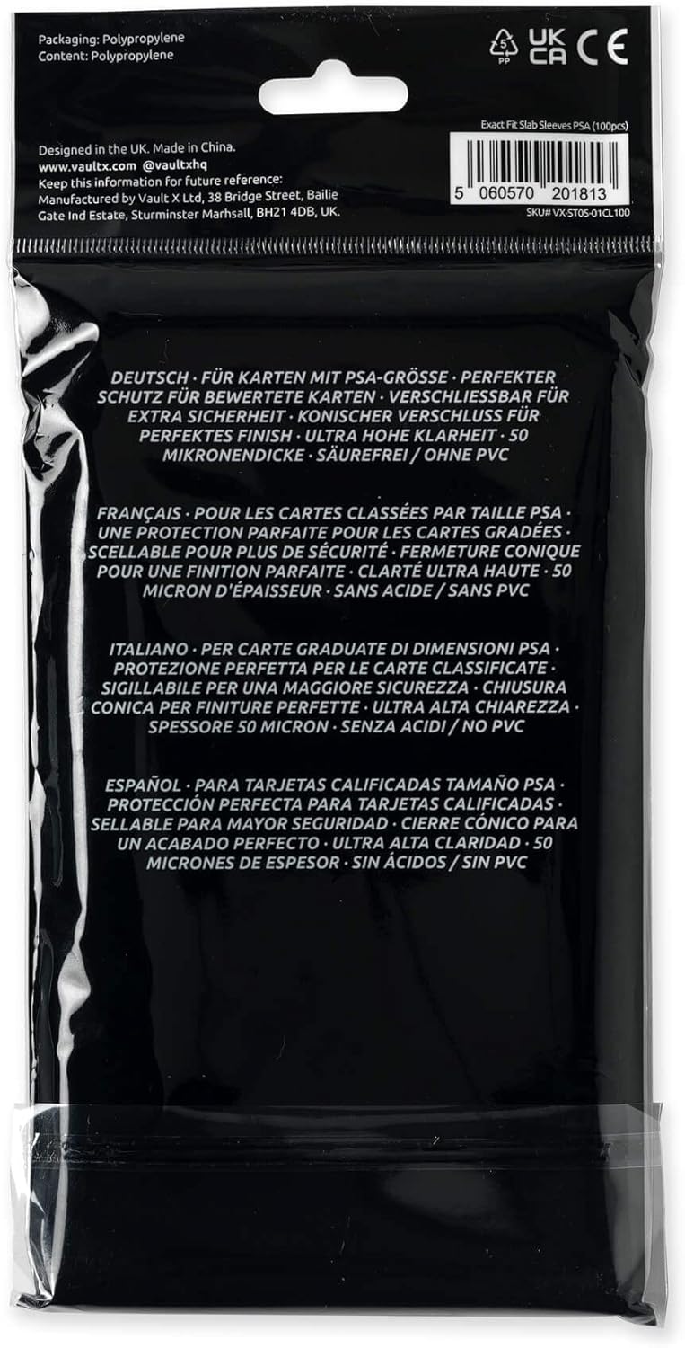 Vault X Graded Trading Card Sleeves - Exact Fit Bags for PSA, MGC, CGC & More | 100 Pack