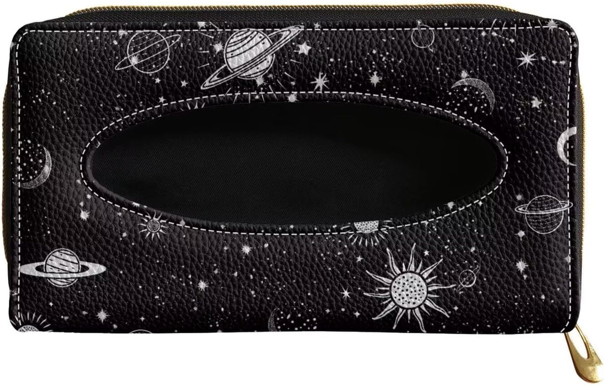 Sturdy PU Leather Visor Tissue Holder Car Sun Visor Tissue Box Holder Leather Napkin Holder Starry Night
