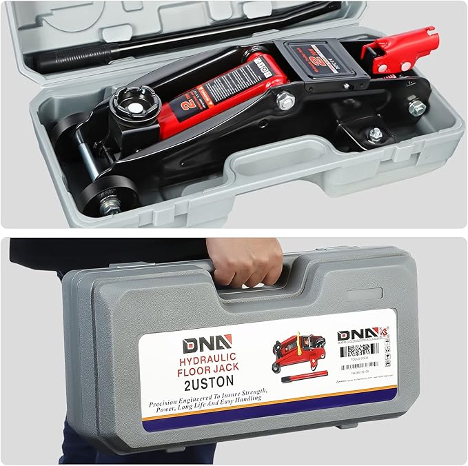 DNA Motoring TOOLS-00234 Low Profile Hydraulic Trolley Service/Floor Jack, 2 Ton (4000 lbs) Capacity, Lifting Range 5.1"-13", Black
