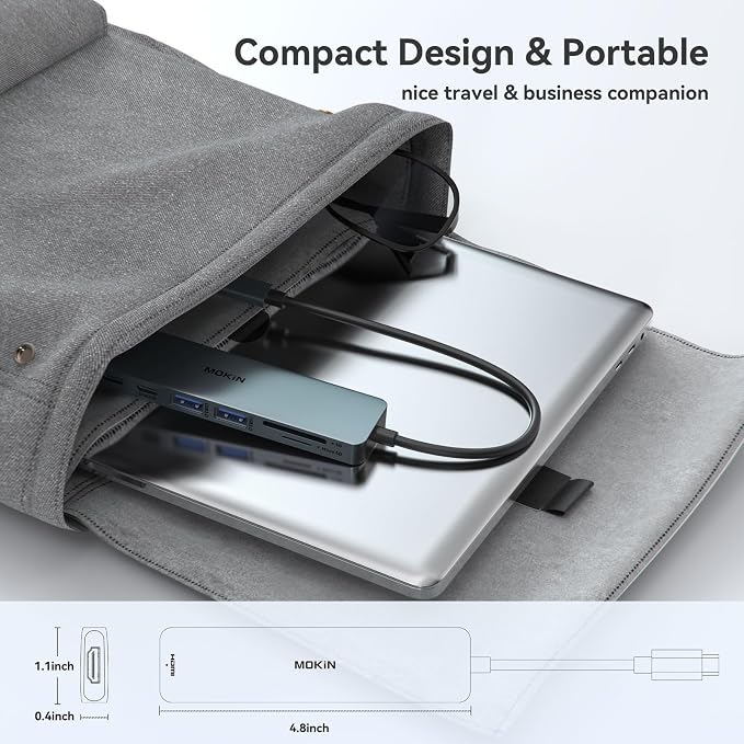 USB C Hub HDMI Adapter for MacBook Pro/Air, MOKiN 7 in 1 USB C Dongle
