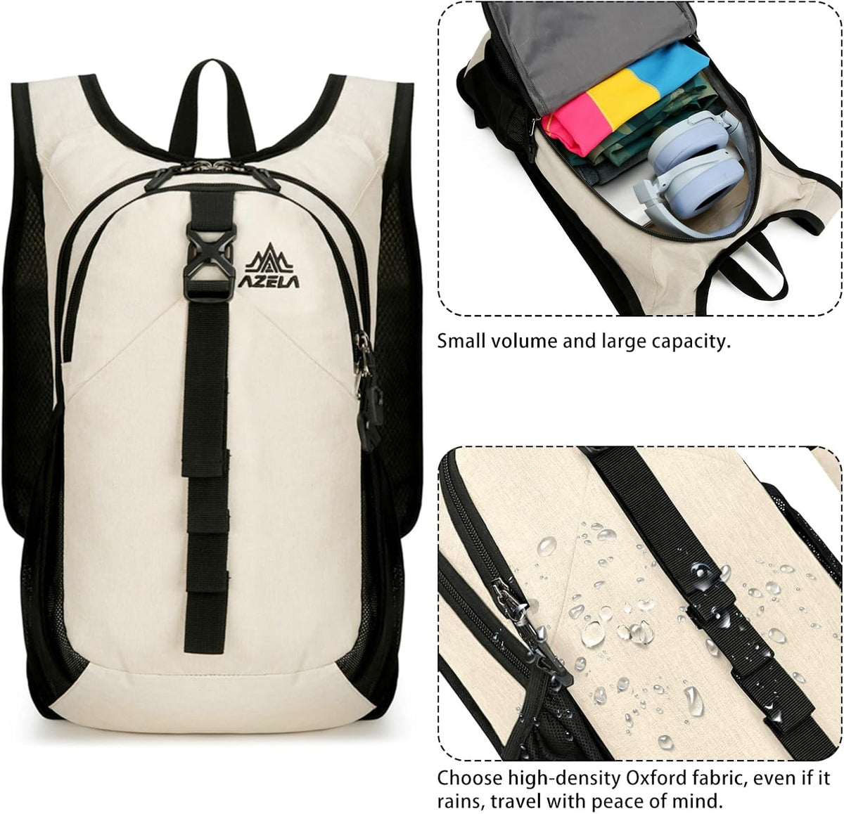 Skiennix 15L Ultralight Hiking Backpack - Foldable Trekking Bag for Outdoor Adventures | Beige