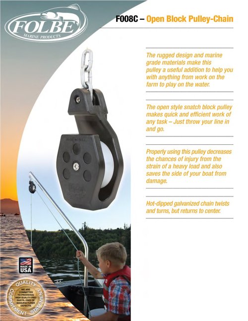 Folbe F008 - Open Block Crab Pot Pulley with Chain