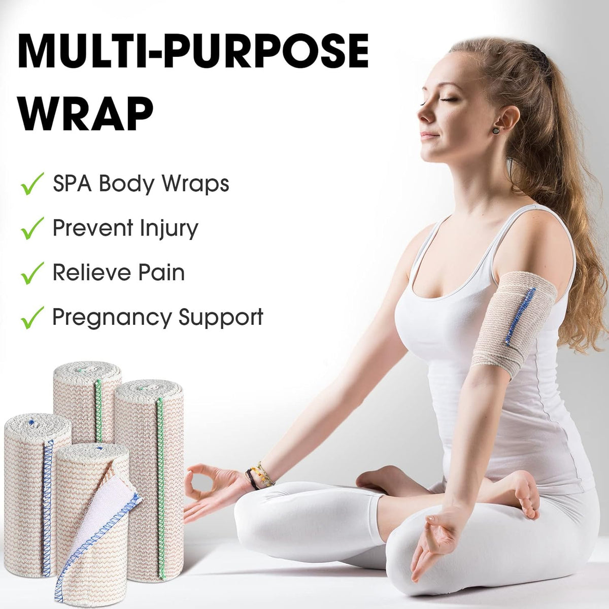 Skiennix Elastic Bandage Wrap - 30 Pcs Compression Wraps for Sports Injuries | Washable & Reusable (4" & 6" Width)