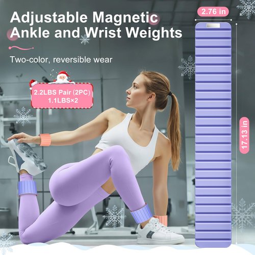 Lxlivn 2025 Upgraded Magnetic Ankle Weights for Women, Wrist Weights,Silicone (Waterproof), Non-Slip, Easy Wear, Adjustable (Men & Women), Ideal for Jogging/Yoga/Pilates & More, Great Gift.(2 Pack)