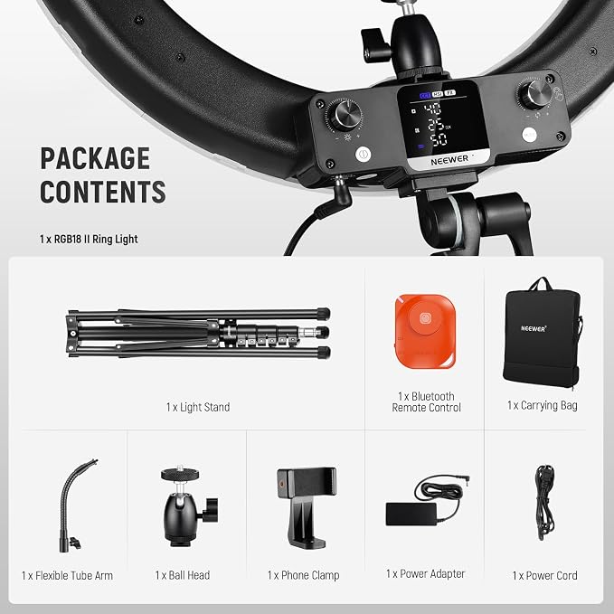 NEEWER 18 Inch RGB LED Ring Light APP Control