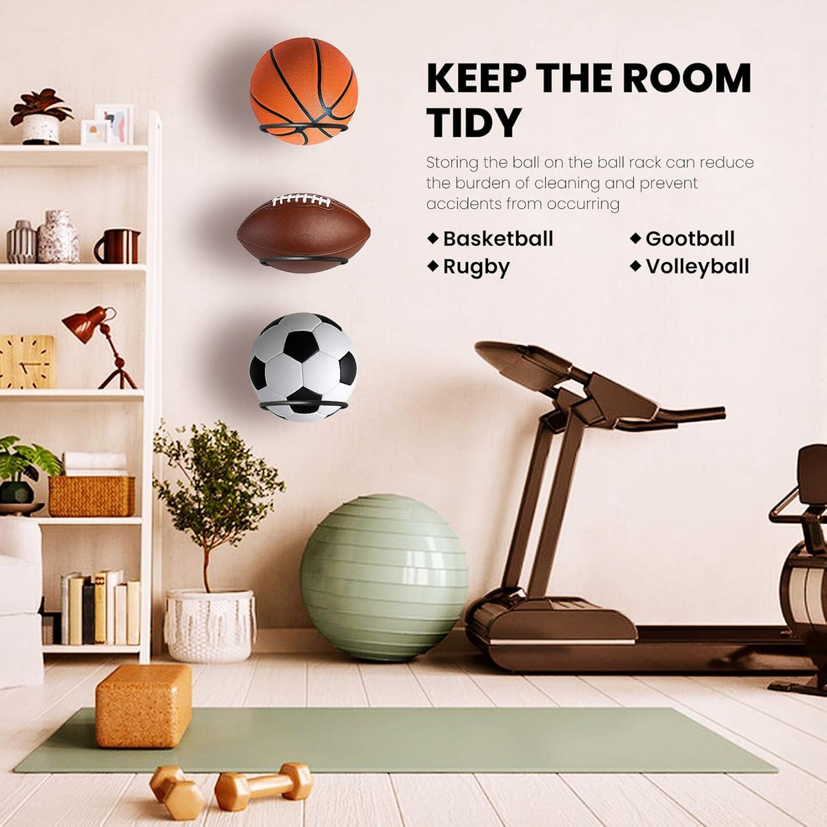 Skiennix Basketball Holder Wall Mount - Universal Metal Display Rack for Soccer, Volleyball & Football