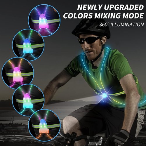 Ni-SHEN LED Reflective Running Vest with Front Light,Running Lights for Runners,Reflective Running Gear for Men/Women Running,Cycling or Walking, High Visibility Warning LED Lights (Rocket-Shaped)
