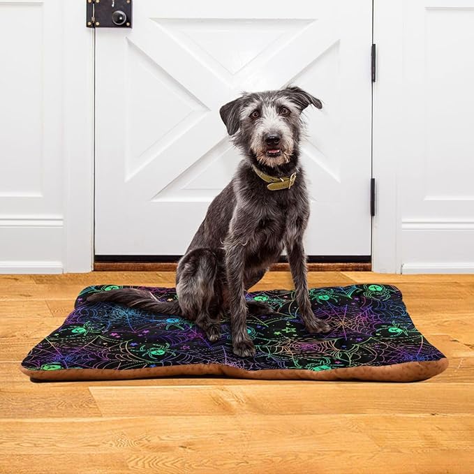 Pet Bed Halloween Spider Web Dog Bed Mat Absorbing Non Slip Pad Pet Sleeping Mat for Small, Medium, and Large Dogs Puppy Cat 36 in x 24 in