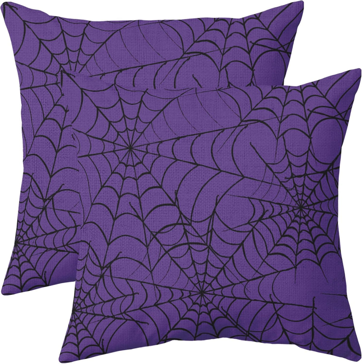Burnt Orange Halloween Spiderweb Pillow Covers 18x18 Set of 2 Black Web Outdoor Decorative Throw Pillows Halloween Scary Themed Farmhouse Pillowcases Linen Cushion Case Decor for Home Sofa Couch Bed
