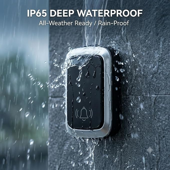 Self-Powered Doorbell Battery-Free Wireless Doorbell, No Batteries Needed