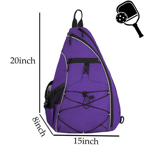 Goloni Pickleball Sling Bag for Men Women, Lightweight Pickleball Backpack with Fence Hook, Large Capacity Pickleball Bag with Anti-Theft Pocket, Water-Resistant for Tennis Padel Sports,Purple