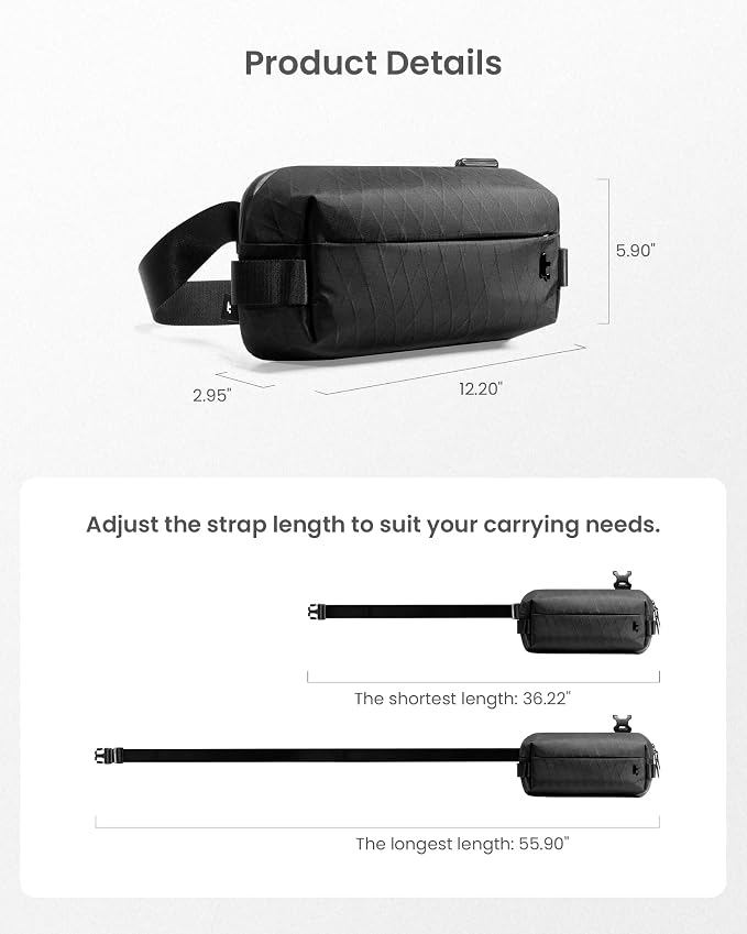 tomtoc Compact EDC Sling Bag 3L-10L, Minimalist Crossbody Bag Chest Shoulder