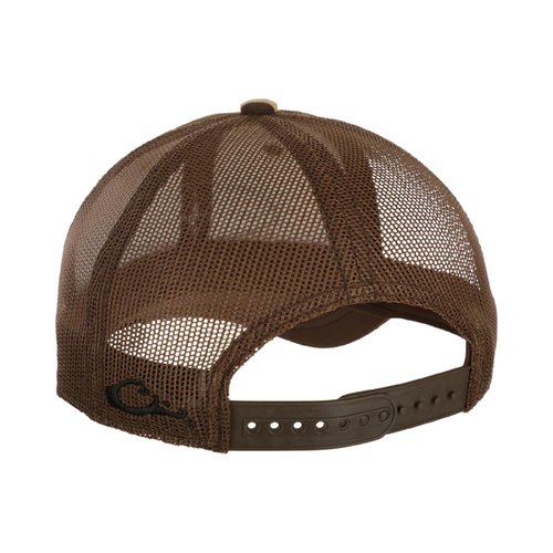 Drake Waterfowl Oval Logo Foam Front Ball Cap - Cotton Front Panels & Visor Mesh Back 6 Low Profile Panels Cap, One Size Fits Most, Old School Timber