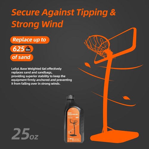 LaSyL Base Weighted Gel (25 Ounces, 2 Pack) - Sand & Sandbag Replacement for Anchoring Portable Basketball Hoops, Outdoor Umbrellas and Volleyball Nets - Eco-Friendly & More Effective Than Water Alone