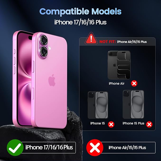 CACOE Camera Lens Protector for iPhone 16/16 Plus/17