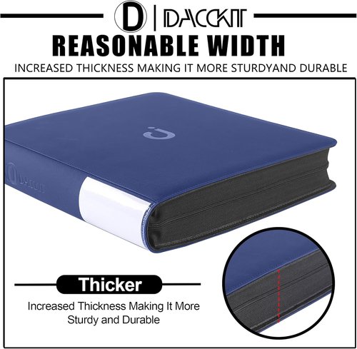 D DACCKIT Premium Comic Binder - Holds 96 Comic Books with Sleeves | Classic Navy Blue Storage Solution