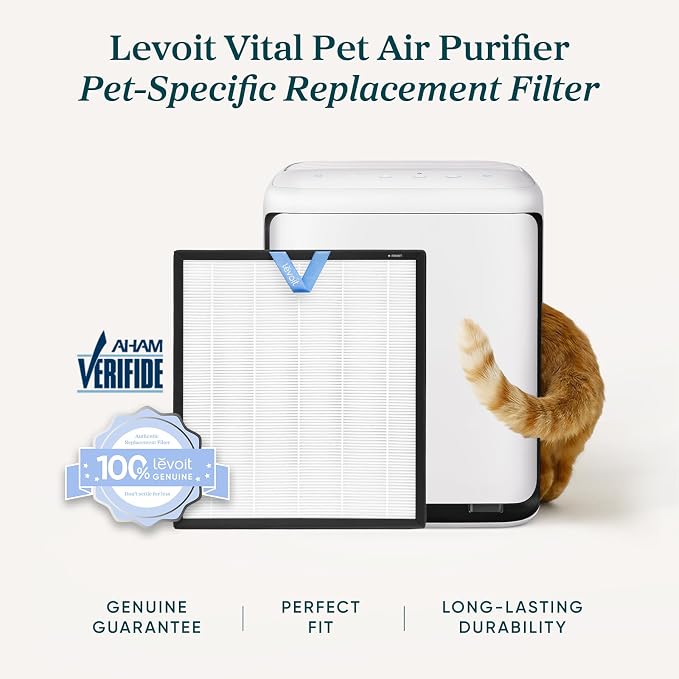 LEVOIT Smart Air Purifier for Home Pets Large Room Vital Pet White | Washable Pre-filter, Dual Sensors for Floating Pet Hair & Allergens, High-Carbon Filter for Dander & Odor, Smart APP Control