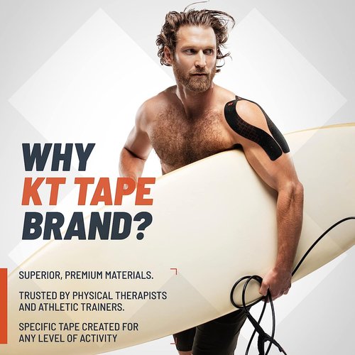 KT Tape, Sports Med, PRO 20 Strip 10", Precut, Jet Black