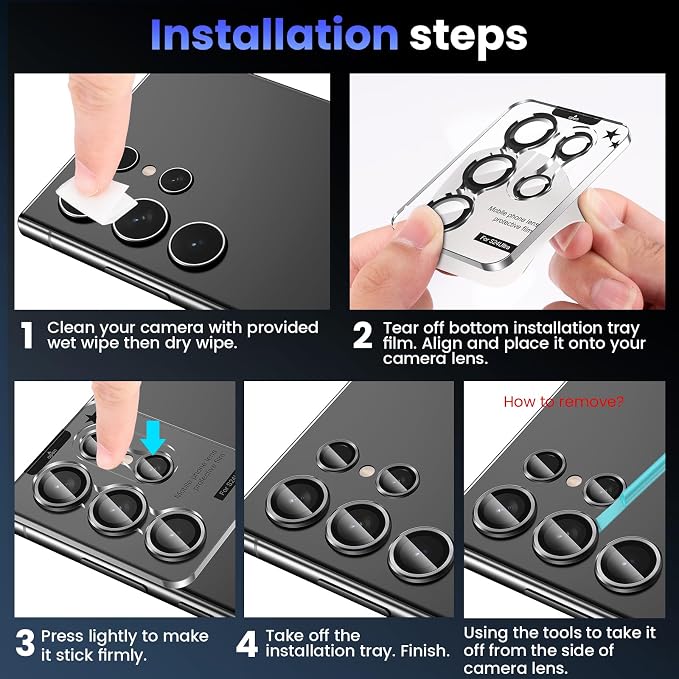 Tensea (3+2PCS for Samsung Galaxy S24 Ultra 5G Camera Lens Protector, 9H