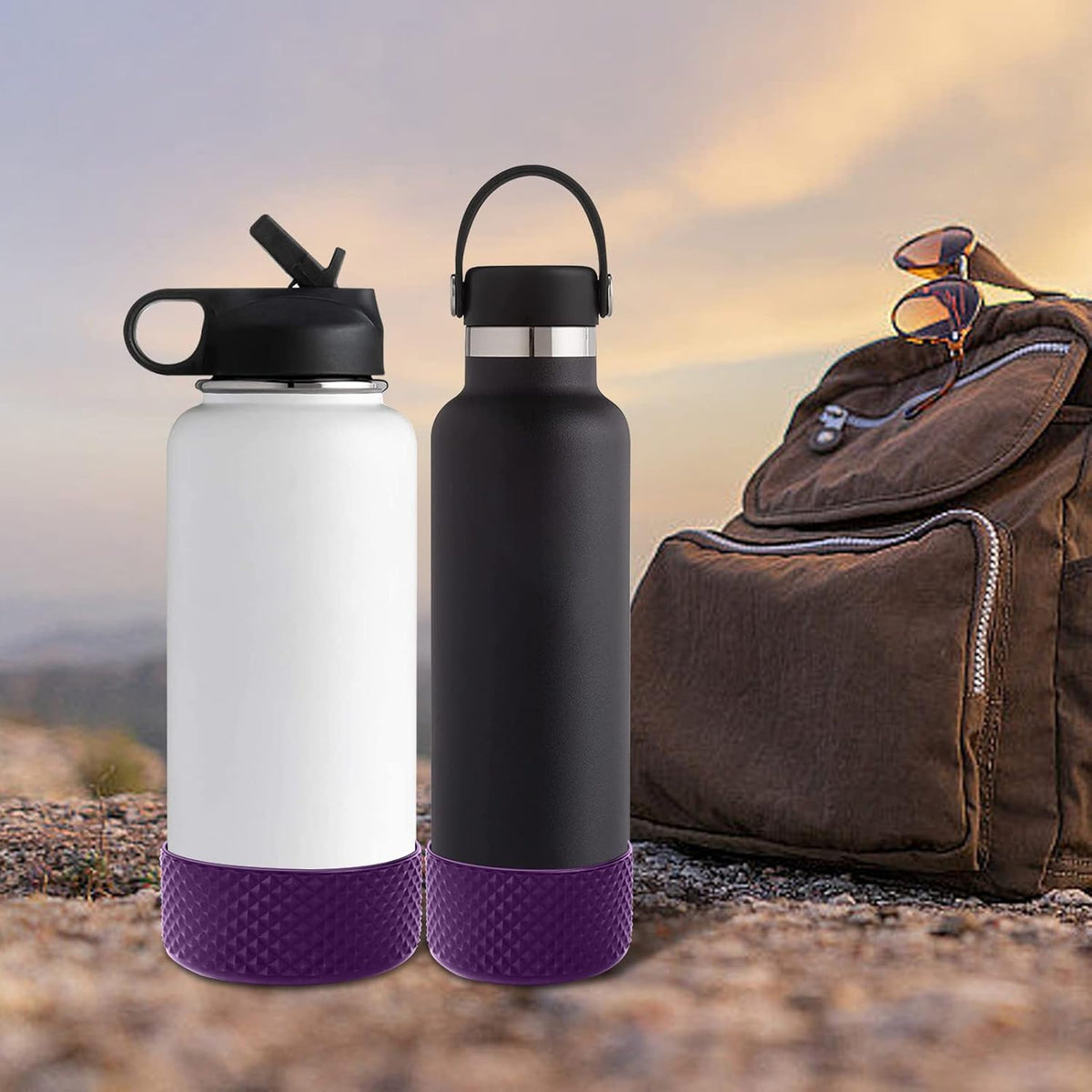 WUQID Silicone Water Bottle Boot - Diamond Design Sleeve Cover for Stanley & Hydro Flask | Fits 12-40oz Bottles