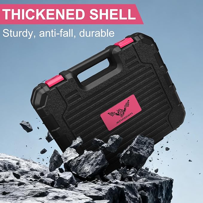 JENABOM Pink Tool Set - 12V Cordless Drill Kit, 151 Piece Home Tool Set With Power Drill, Tool Kits for Men & Women, Perfect for Homeowner, Diyer, Handyman