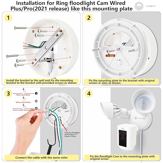 Power Cable and Plug-in Mount for Floodlight Cams Compatible