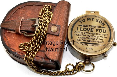 AASIYA Engraved Brass Compass Gift To My Son/To Our Son/Nautical Gift For Son From Dad/Gift To Son From Mom A Perfect And Unique Gift With Leather Case