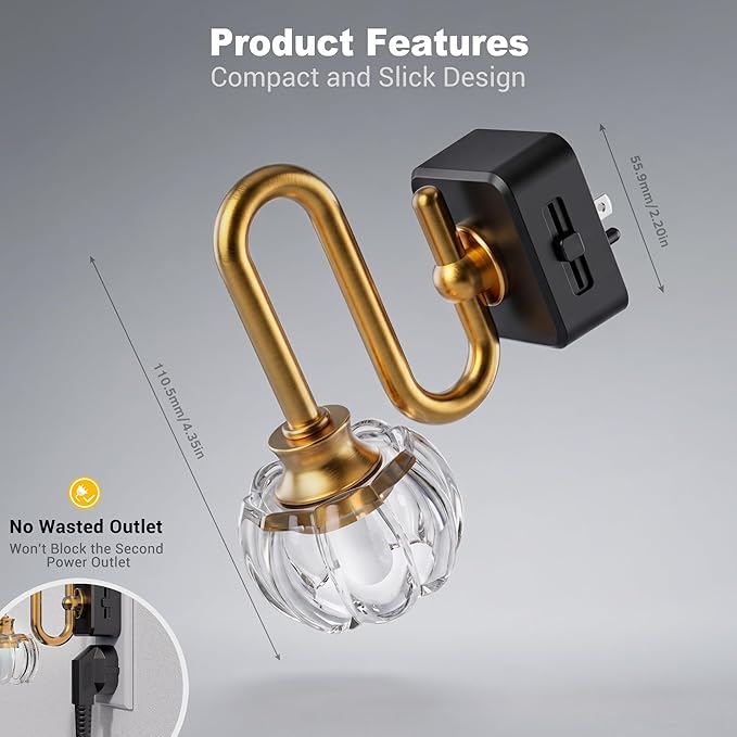 JandCase Night Light, Night Lights Plug into Wall, Glass LED Nightlight