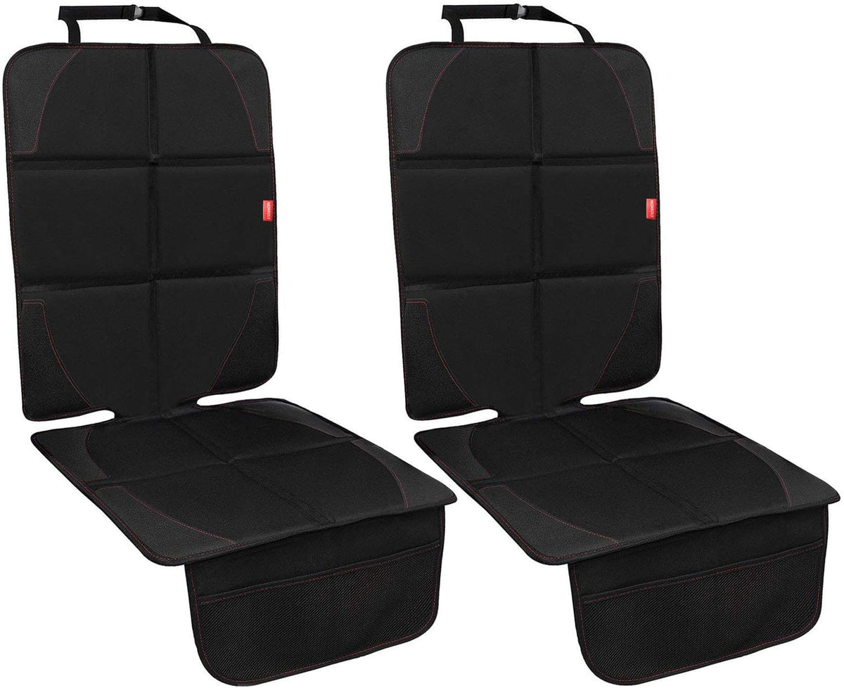 MORROLS Car Seat Protector, 2 Pack Carseat Protector with Thick Padding, Baby/Pets for Child Car Seat-Mesh Pockets-Waterproof-Universal Size(Black)
